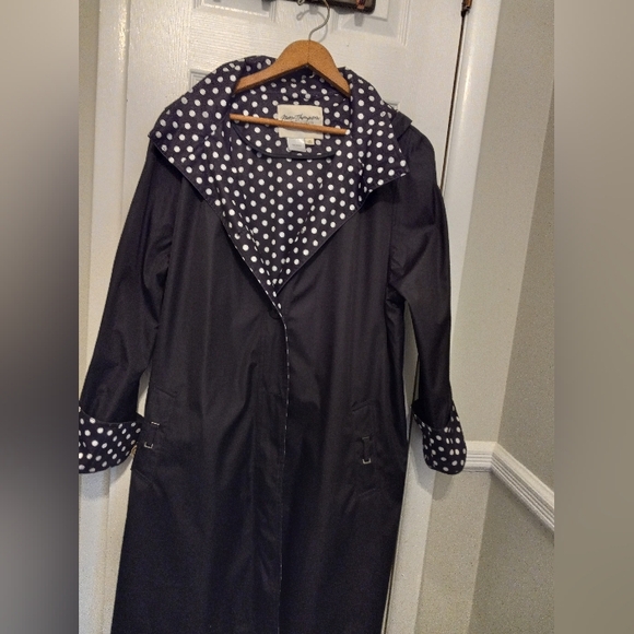 Norm Thompson Jackets & Blazers - Norm Thompson Black and White Polka Dot Reversible Raincoat